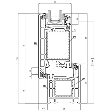 Профиль KBE Engine 58 (наружное открывание)